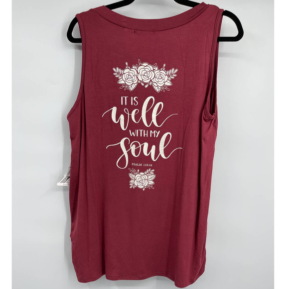 French Pastry Womens Burgundy Tank Top Sleeveless Tee Soft Lightweight Size 2X - Picture 10 of 10